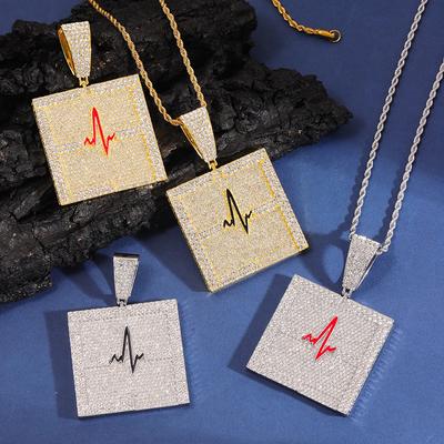 Novo ECG Heavy Industry Full Diamond Dafang Marca Pingente Hip Hop Street Style Personalidade Simples Fried Dough Twists Corrente Colar
