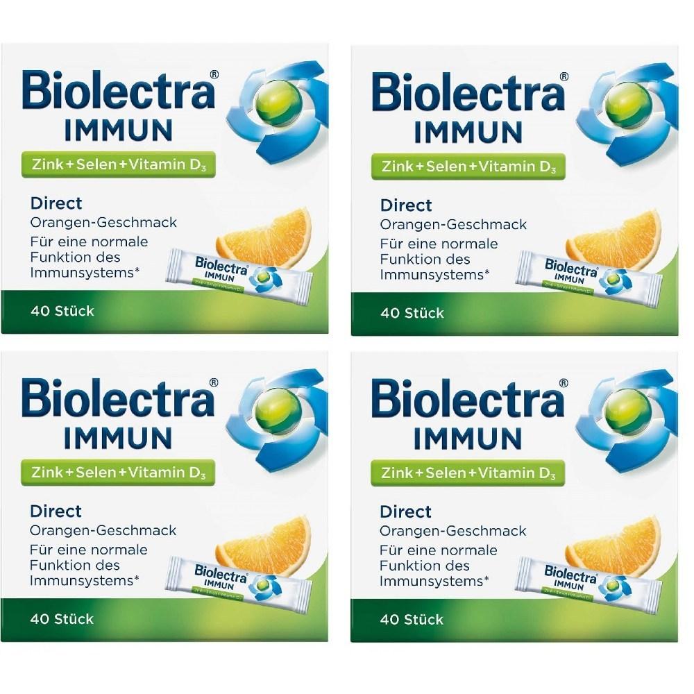 Biolectra Immune Zinc Selenium Vitamin D3 Direct Orange Flavor 40 packets x 4 (4 pcs)