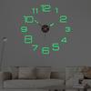 3D Mirror Wall Clock Luminous Modern DIY Frameless Sticker Large Silent Quartz for Living Room Office