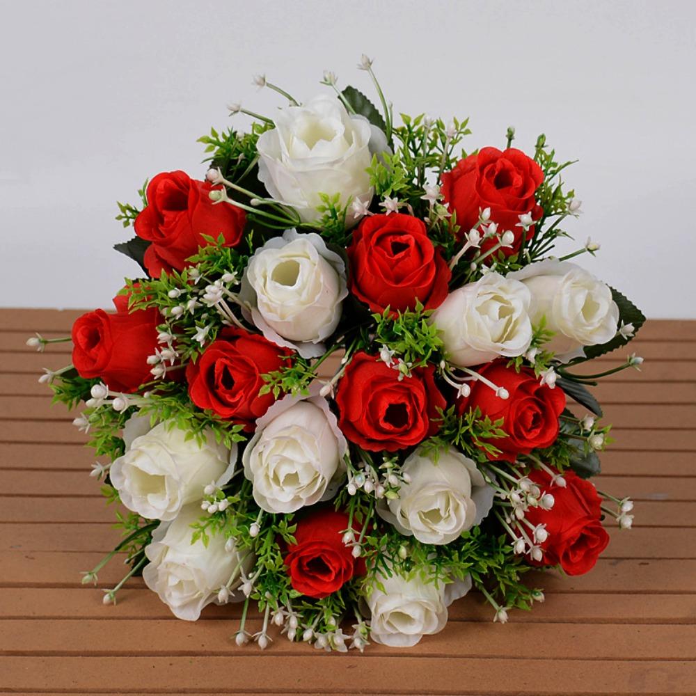 

10 Colors Real Happy Flower Mini Natural Simulated Rose Valentine s Day Flowers Home Decorative червоний/білий