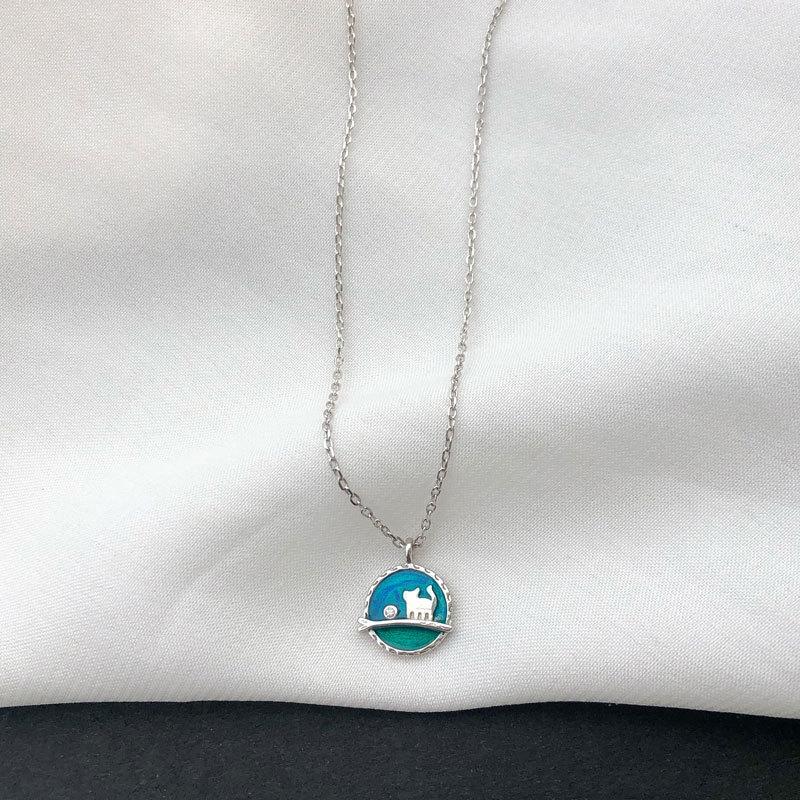 Halskette, Anhänger Katze, Koreanische Version, Studentin, Schlichte Schlüsselbeinkette, Geburtstagsgeschenk für Freundin und beste Freundin