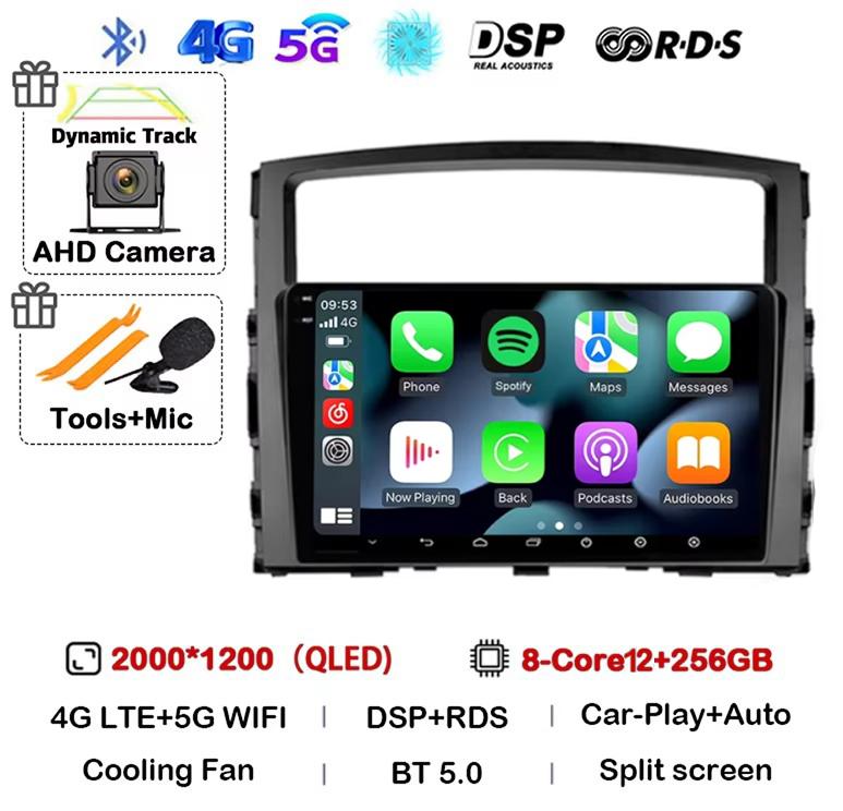 Android 14 Carplay Auto For Mitsubishi Pajero 4 V80 V90 2006 2007 2008 2009 - 2014 Car Radio Multimedia Video Player GPS Stereo