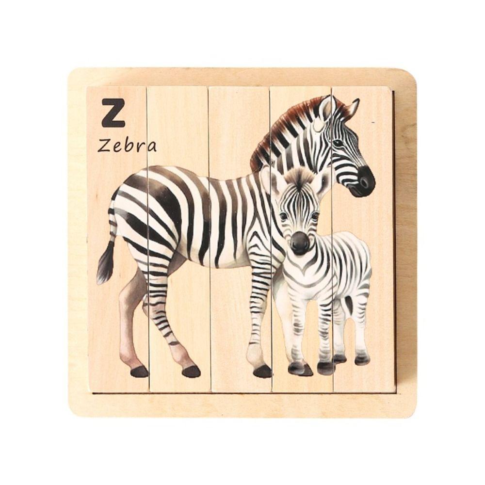 Wooden Animal Theme Block Puzzle Toy Matching Wooden Rotating Jigsaw  Party Favor Gift