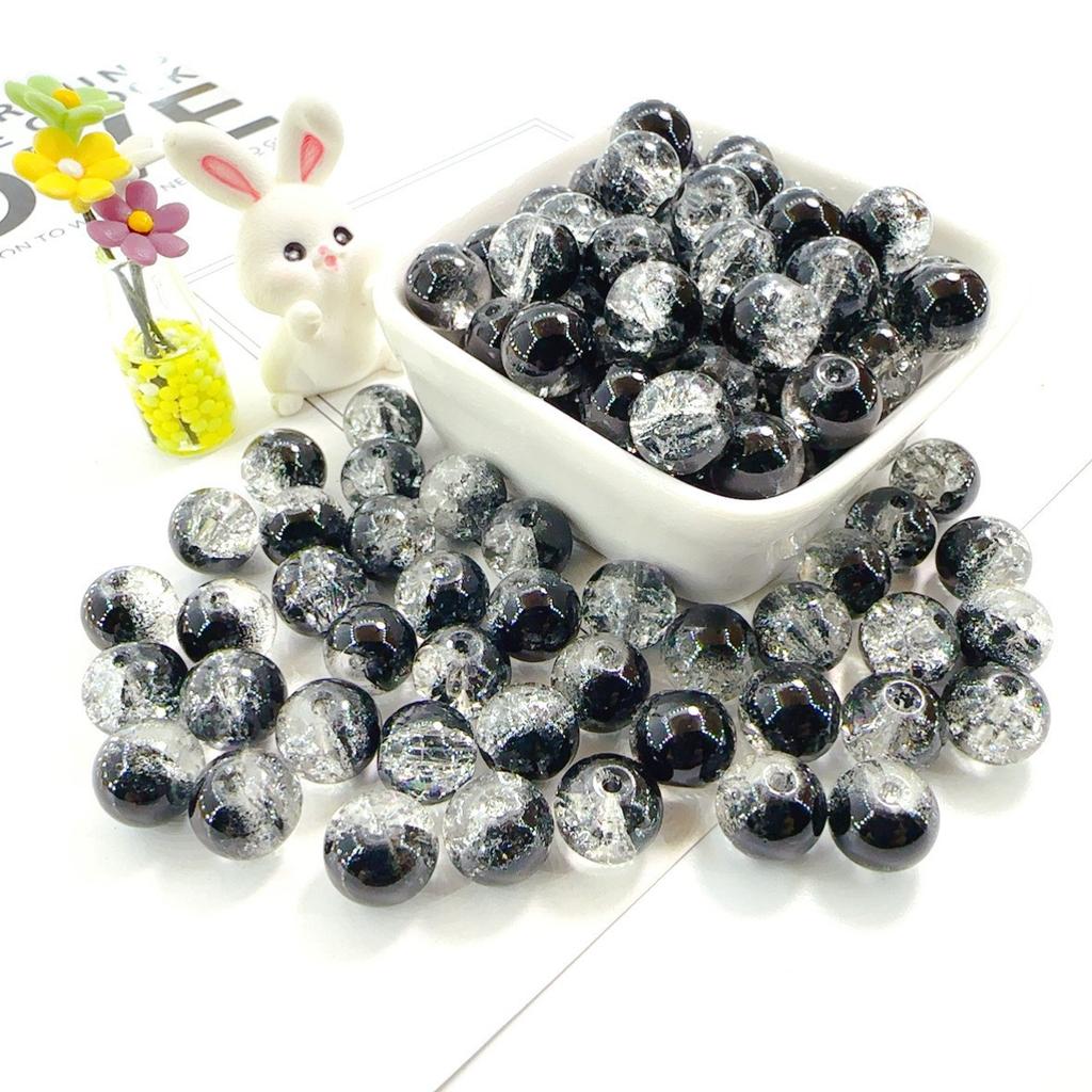 10mm Crackle Glass Round Beads, Loose Spacer Beads DIY Accessories for Bracelet Making 50pcs
