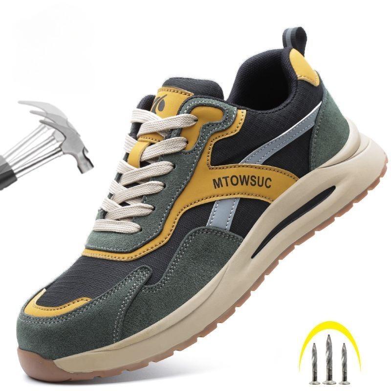 

Men s Safety Shoes Breatheable Work Shoes Lightweight Waterproof Steel Toe Sneakers Anti Stabbing Anti Smashing Solid Sole 36 зелёный