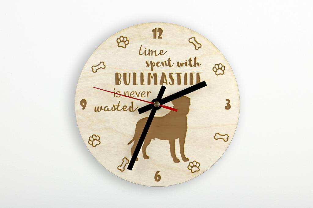 Bullmastiff - clock with dog, wooden clock with engraving, personalised clock by Art-Dog