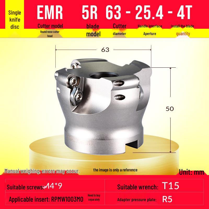 EMR Face Milling Round Nose CNC Tool Holder BT40 R5 Extended Cutter Head