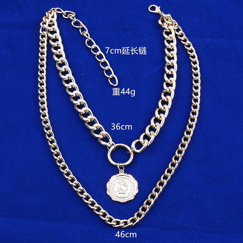 Vintage Multi Layered Gold Color Portrait Chain Chokers Necklace for Women Fashion Coin Thick Chain Pendant Necklace Jewelry