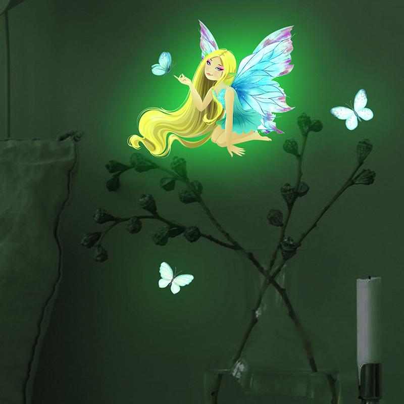 Mermaid Fairy Glow-In-The-Dark Switch Stickers Bedroom Living Room Room Switch Decorative Wall Stickers