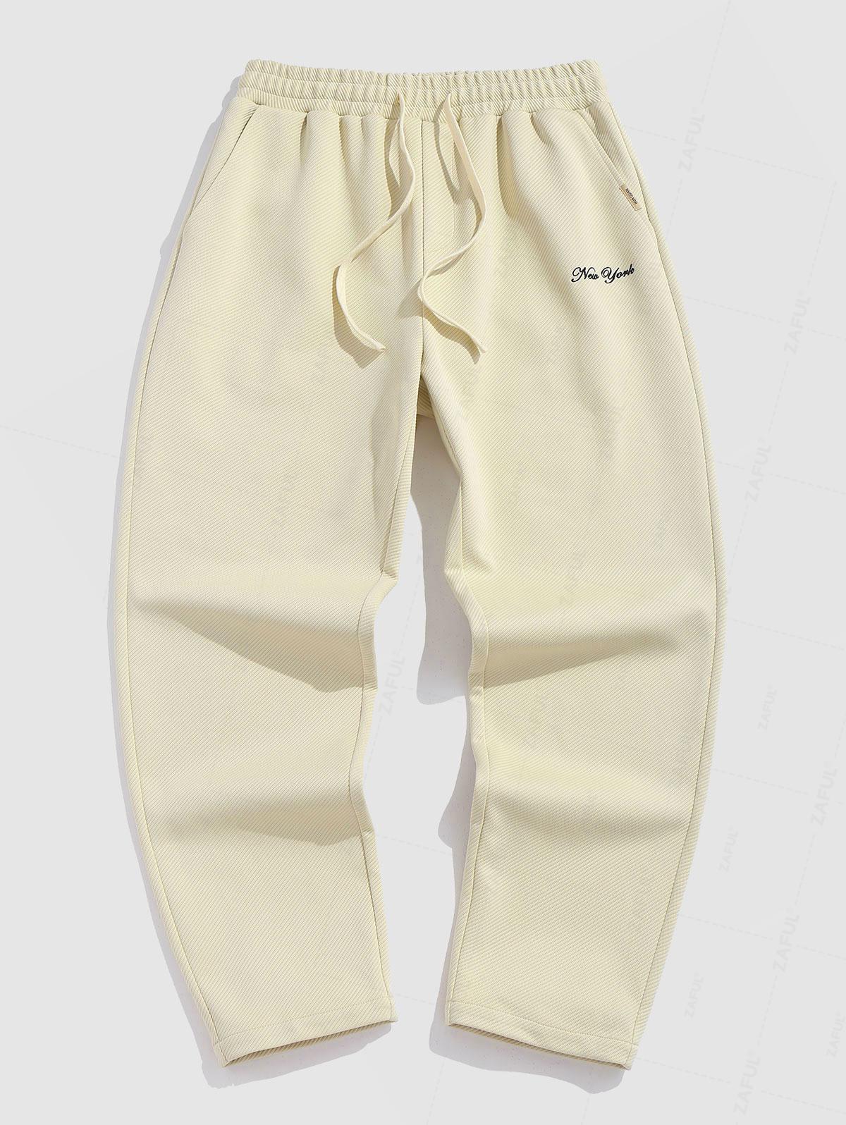 ZAFUL Мужские повседневные брюки из твила с вышивкой New York Letter XXL света кофе — фото 3