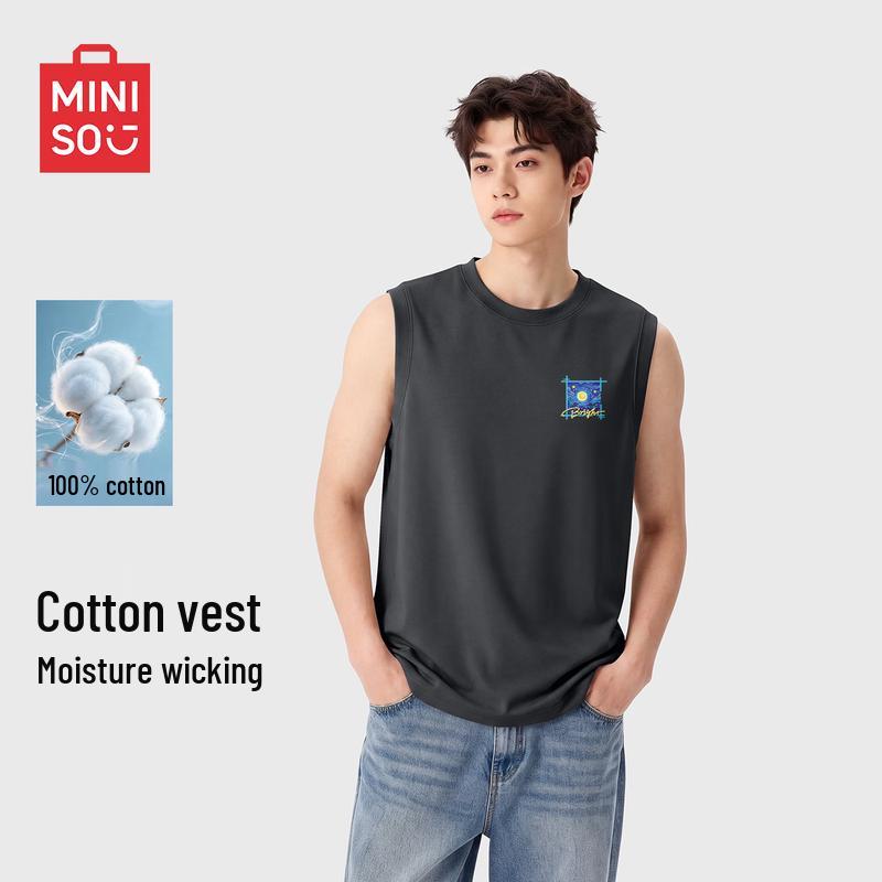 MINISO Men's Pure Cotton Sleeveless T-Shirt