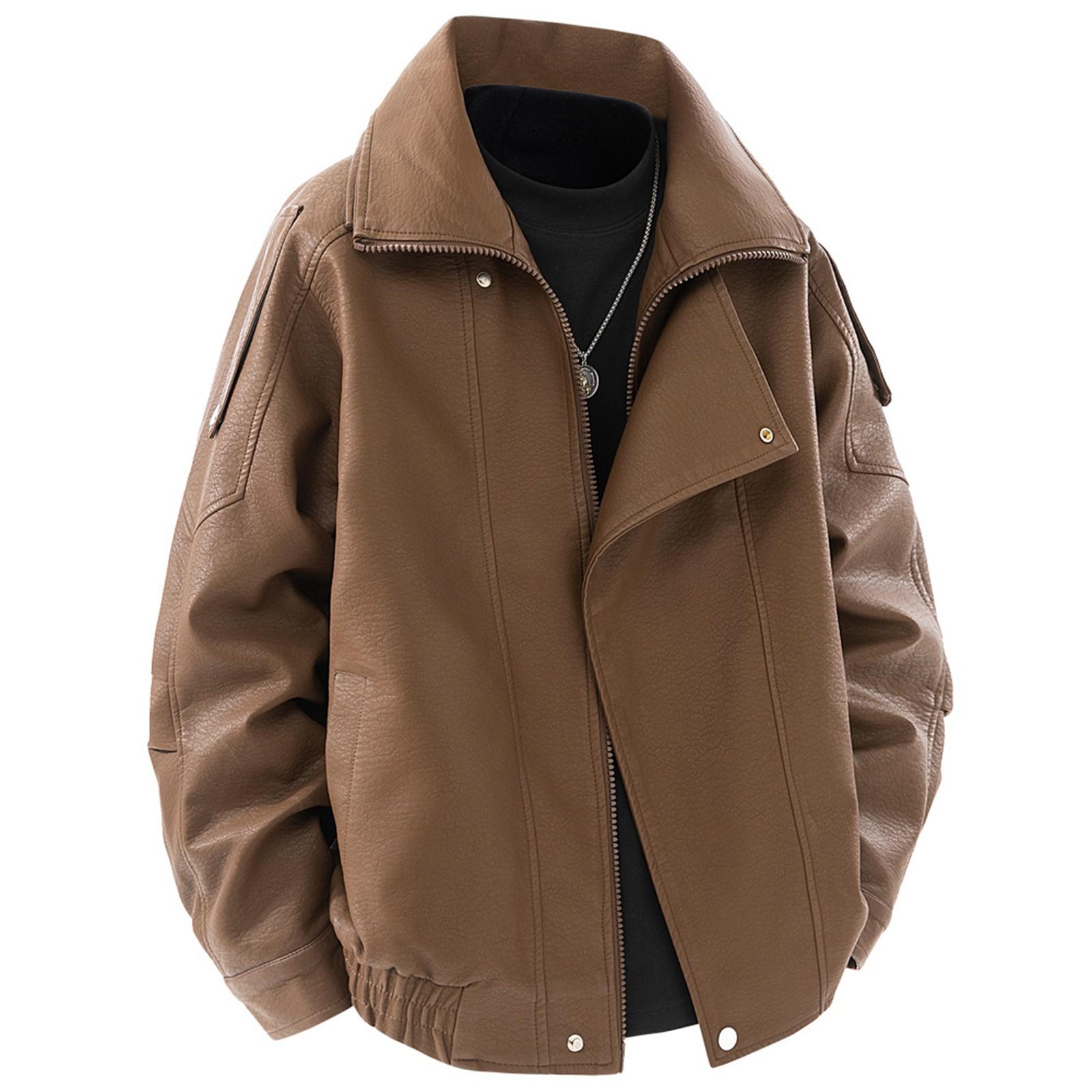 

Мужская куртка-кардиган с воротником-стойкой и длинными рукавами на весну и осень, мужское повседневное модное пальто, топы XXL коричневый