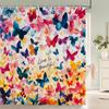 Colorful Butterflies Shower Curtain For Bathroom Floral Romantic Plant And Flowers Decorative Shower Curtains With Hooks