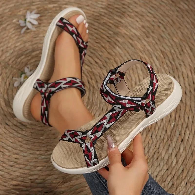 

Женские сандалии 2024 года, летний леопардовый принт, модные пляжные тапочки, модные повседневные сандалии на плоской подошве, легкие, Zapatos Mujer 36