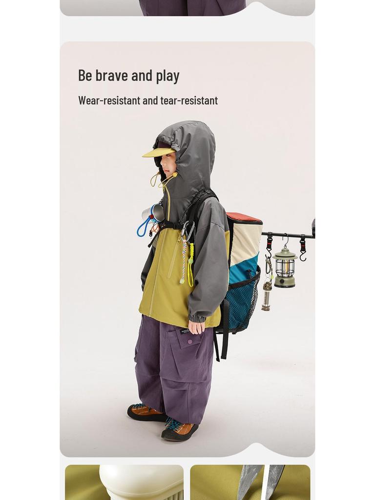 Boys' Waterproof Windbreaker Hooded Jacket New 2025 Autumn Style
