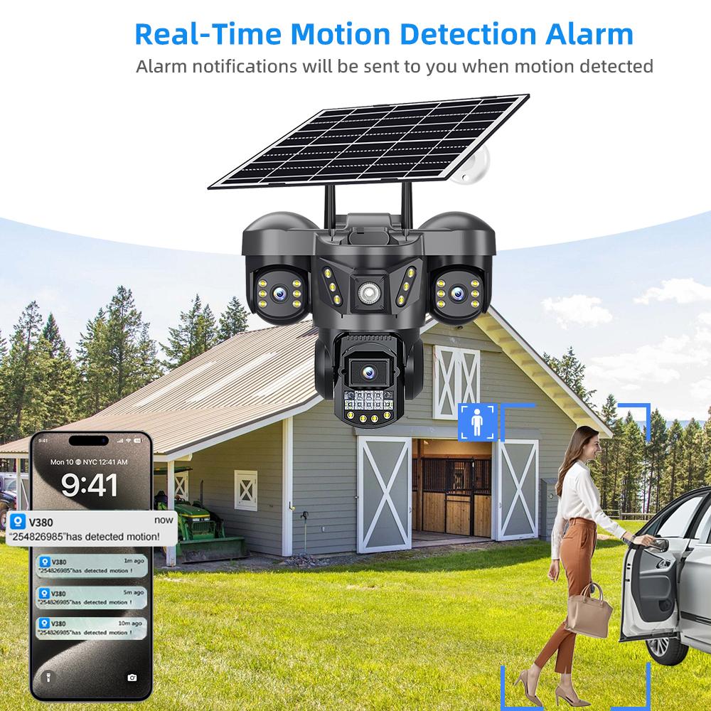 AOV Solar Monitor Home All-day Recording 4g Three-screen Solar Camera CCTV