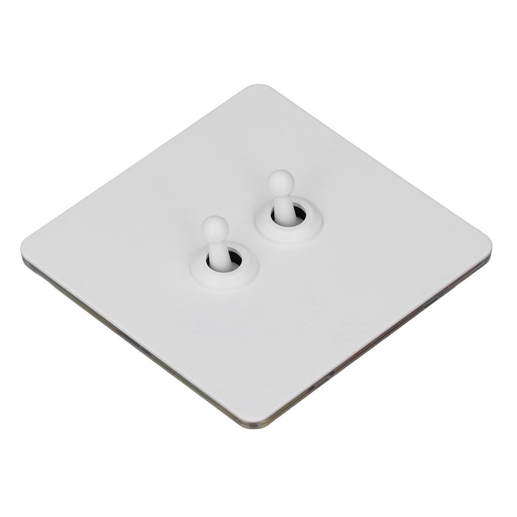 Wall Toggle Switch Stainless Steel Panel Insulated PC Base 2 Gang 2 Way Double Pole Toggle Switch Minimalist White