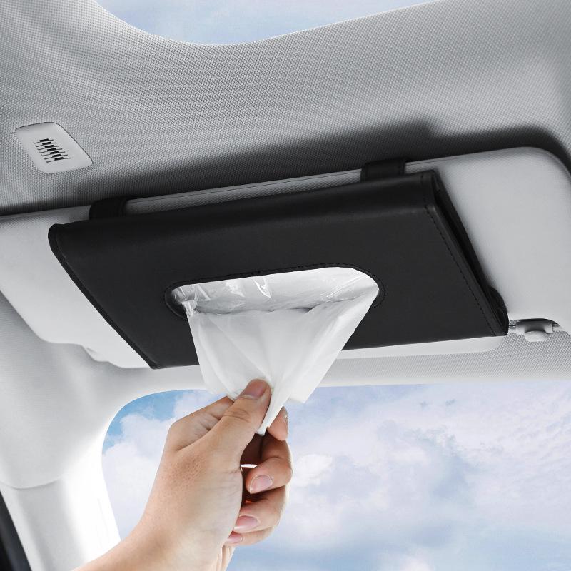 Car Tissue Box Towel Car Sun Visor Tissue Box Holder Auto Storage Decoration