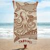 Retro Blau Fische Skizze Strandtuch, Großes Mikrofaser Sandfreies Schnelltrocknendes Handtuch für Sommerurlaub Strandtücher Badezimmer