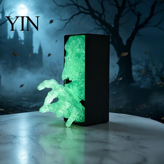 Skeleton Hand Decor 3D Printed Skull Figurine, Glow-in-the-Dark Ghost Statue, Horror Theme Party Props Ornament for Home Office Desk Bookshelf