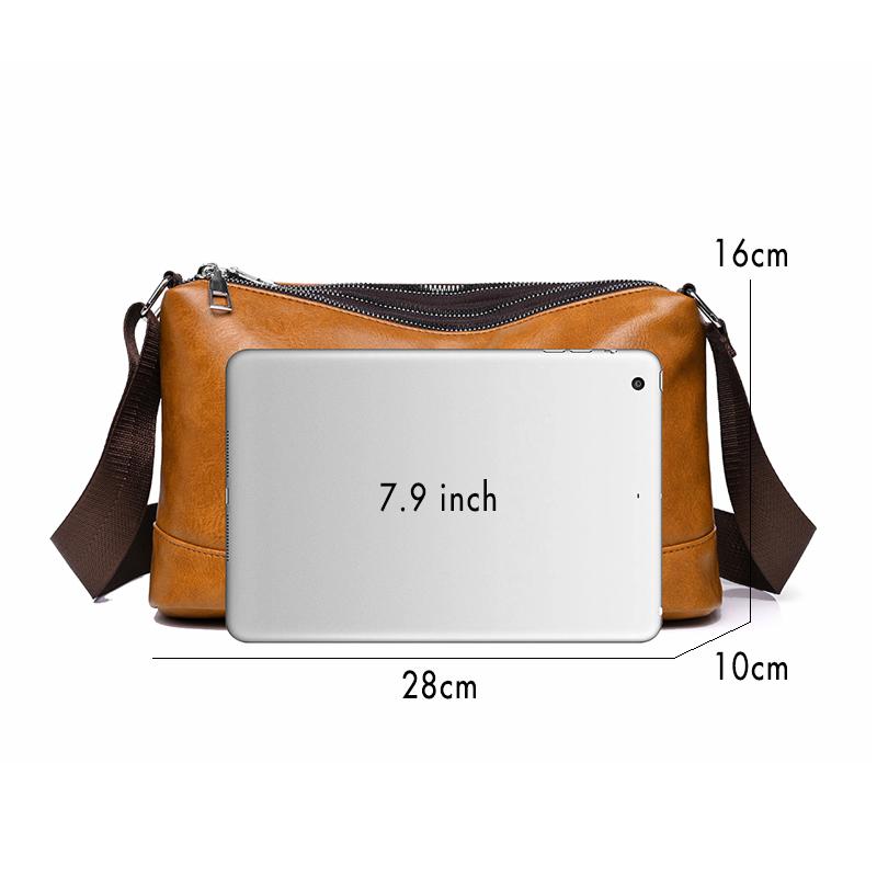 WEIXIER Men's Leather Crossbody Shoulder Bag Waterproof Messenger Bag Briefcase Satchel Travel Bag Casual Bag