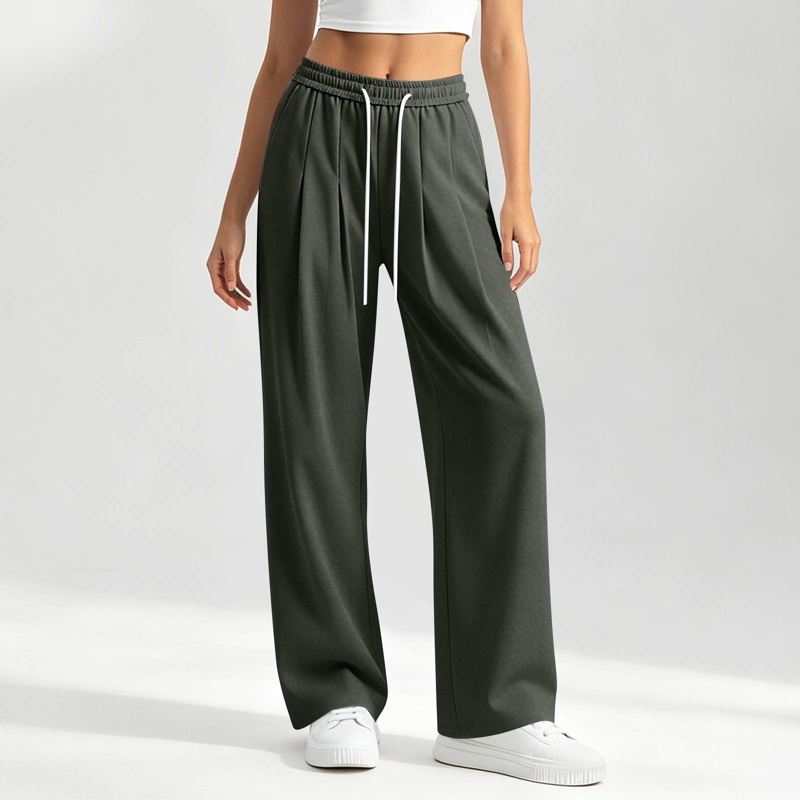 Women s Summer Loose-Fit, Flowy, Lightweight Casual Pants With Elastic Waistband XXL