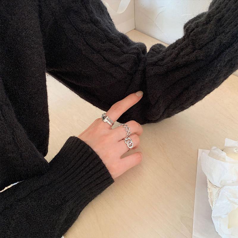 Ins Trendy S925 Silver Ring For Women Elegant Adjustable Finger Ring For Chic Style