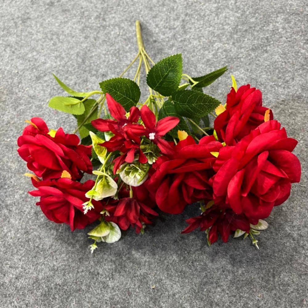 9 Heads Real Happy Rose Flower Mini Photography Photo Gift Valentine's Day Flowers 9 Colors Crystal Grass Bouquet