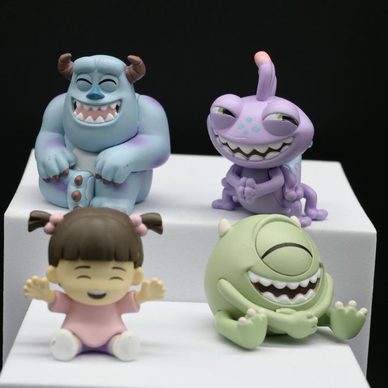4Pcs University Monsters Inc Figures James P. Sullivan Anime Action Figure Michael Wozosky Randall Boggs Q Version Model Toys