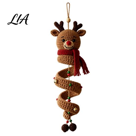 Easy Crochet Pattern Set Christmas Spiral Ornament Kit, DIY 3D Reindeer Hanging with Handmade Decor Yarn And Beads, Seasonal Craft Decoration