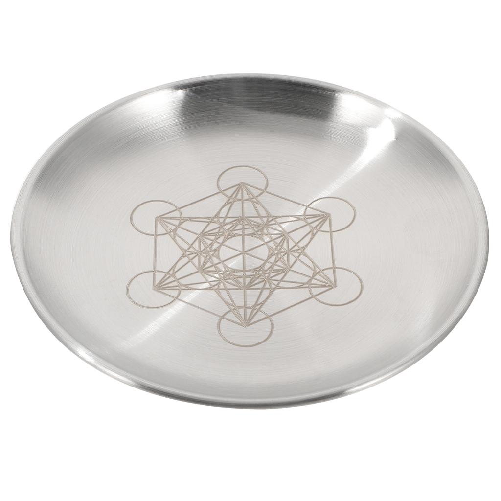 Altar Tray Pentagram Table Decor Round Tarot Card Holder Silver Stainless Steel