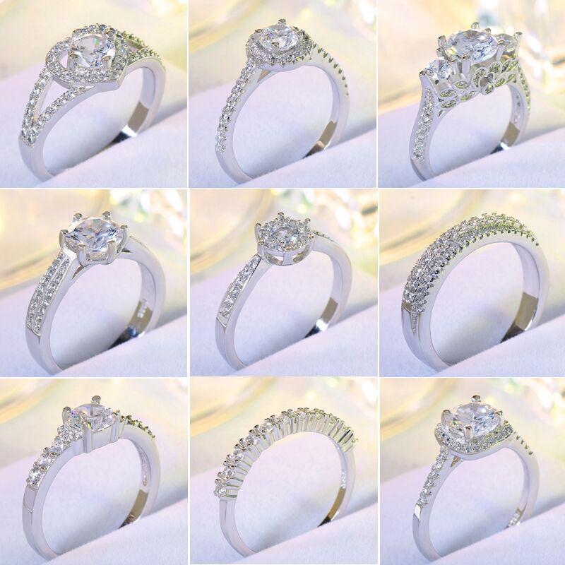 Korean Style Fashion Ring for Women Zircon Silver Jewelry Inlaid Ring Hand Dressed Tail Ring