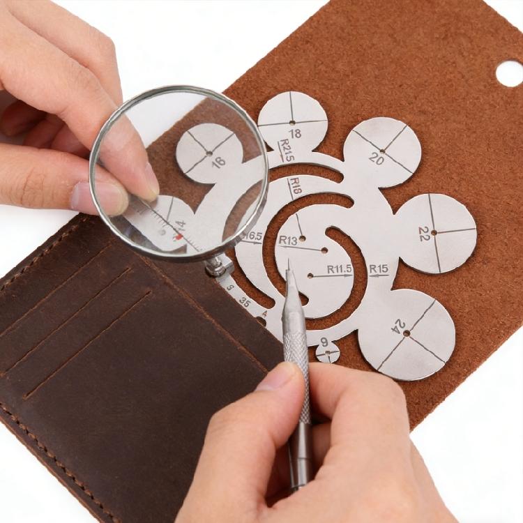 Stainless Steel Circle Template Round Leather Cutting Tool Corner Cutter for Measurement in Various Crafting Tasks