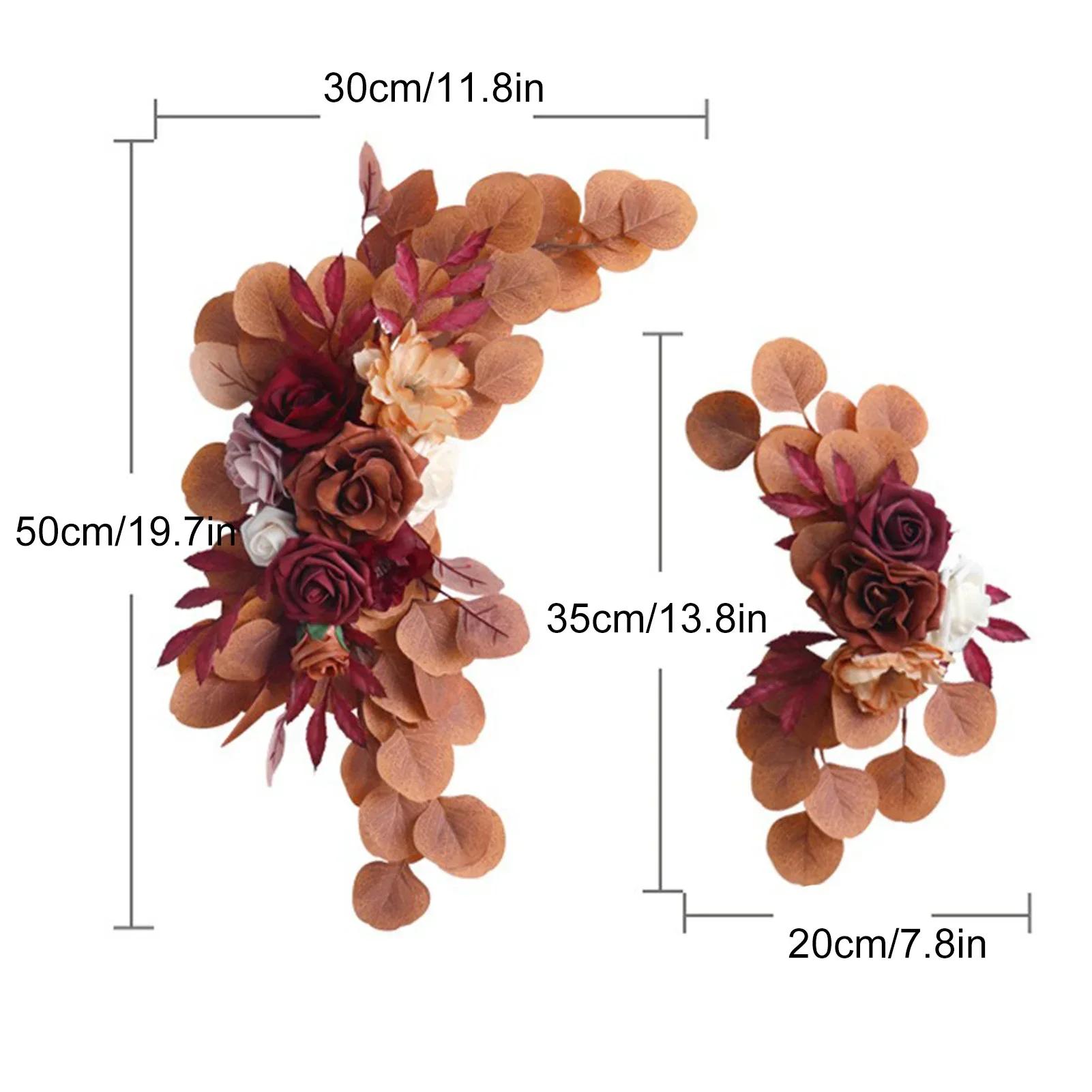 

Autumn Scenery Rose Eucalyptus Leaf Plate Flower Wedding Welcome Sign Simulated Flower Art Wall Hanging Home Decoration 2pcs/set