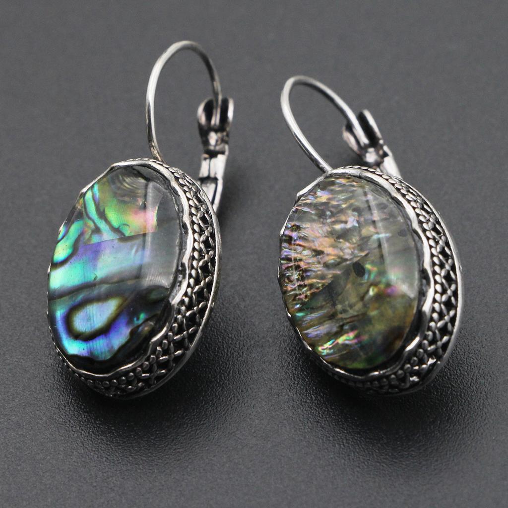 VILLWICE New Colorful Shell Various Shapes Owl Women Hollow Zinc Alloy Antique Silver Plated Retro Drop Earring Jewelry Crafts