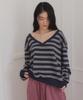 Seuteulaipeumagalin Deep V-Stripe Summer Knit Navy