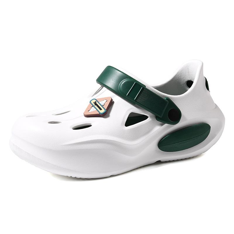 Summer heightening slippers hole shoes women wear thick soles, non-smelly feet non-slip breathable EVA contrasting color wear-resistant bag head drag
