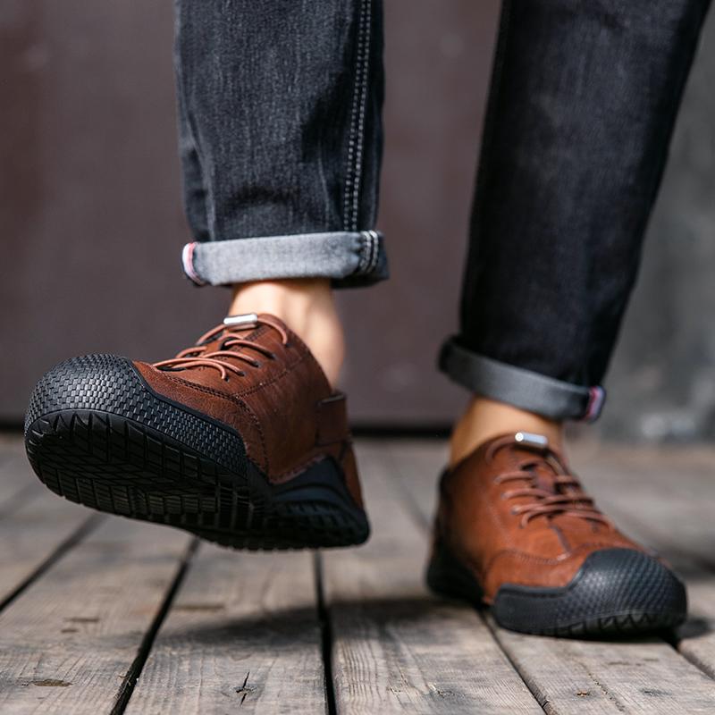 Leather Men Sneakers Flat High Quality Causal Men Shoes Boat Shoes Mesh Breathable Hiking Shoes