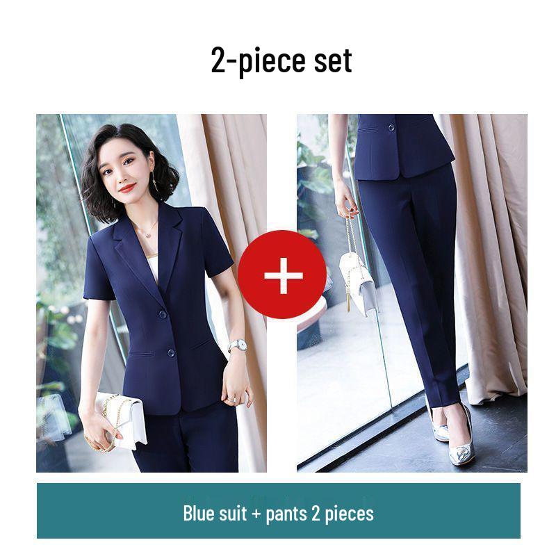Elegant Women's Summer Suit Set - Professional, Short-Sleeved Front Desk Uniform, Thin Style
