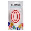 Arte Regal bougie d'anniversaire 0 cire 7,5 cm rouge/blanc