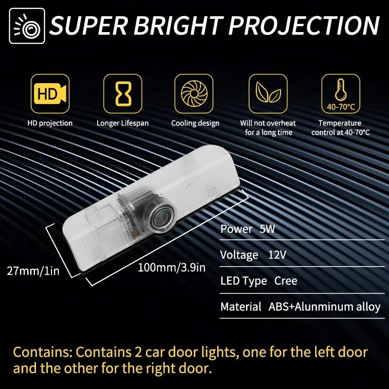 CGANEI1 2Pcs LED Car Door Welcome Lights For Nissan Teana J31 2003 2004 -2018 2018 2020 2021 2022 Navara Nismo Projector Accessories