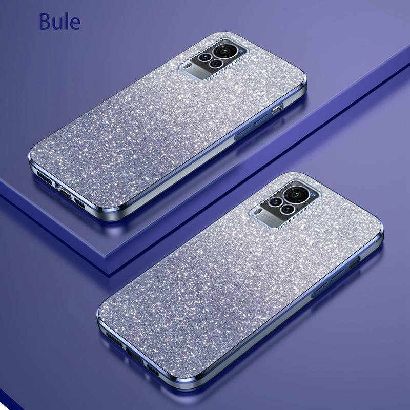 Für VIVO X60 Luxuriöse Elektroplattierte Glitzer Handyhülle Für Vivo X60 Hülle Stoßfest Transparent Weiche TPU Rückseite Schutzhülle
