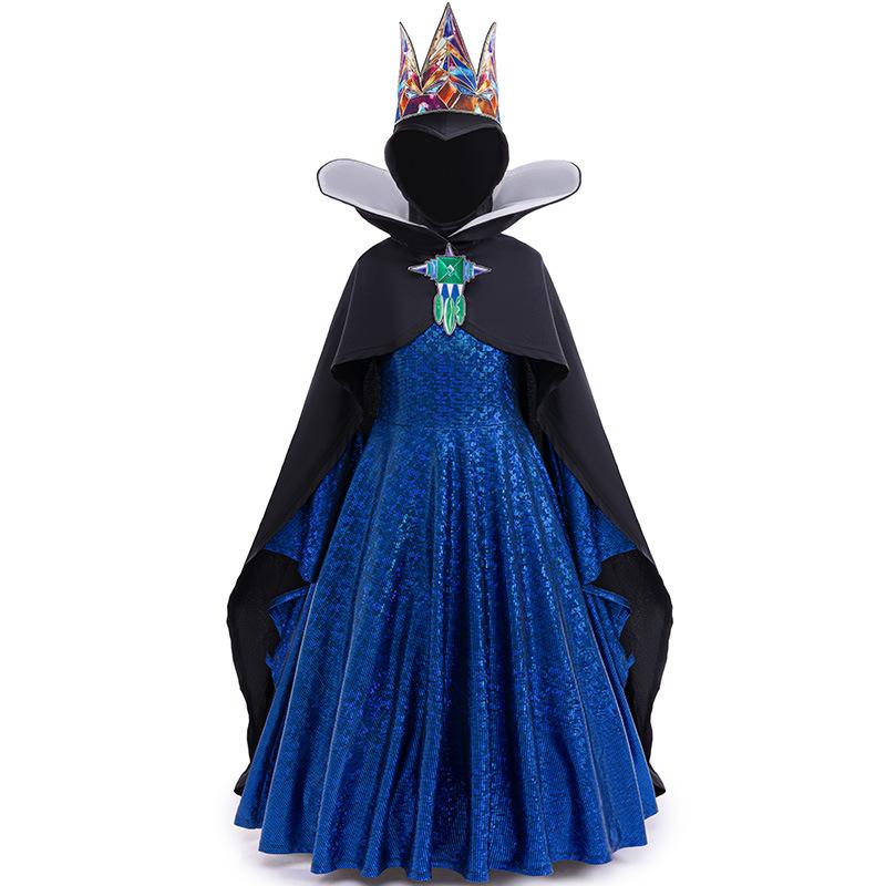 Costume da Cosplay Principessa Regina Malvagia per Bambini con Corona Maschera Gotica Vestito per Festa di Halloween Carnevale Ragazze