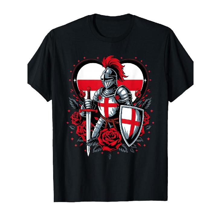 St Georges Day Costume Idea Kids Women English Flag Rose T-Shirt