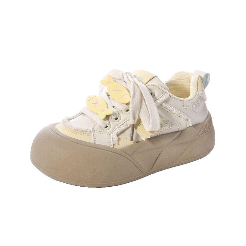Niche Spring Women's Shoes Platform Heightening Shoes Bread Shoes Campus Style Versatile Casual Board Shoes