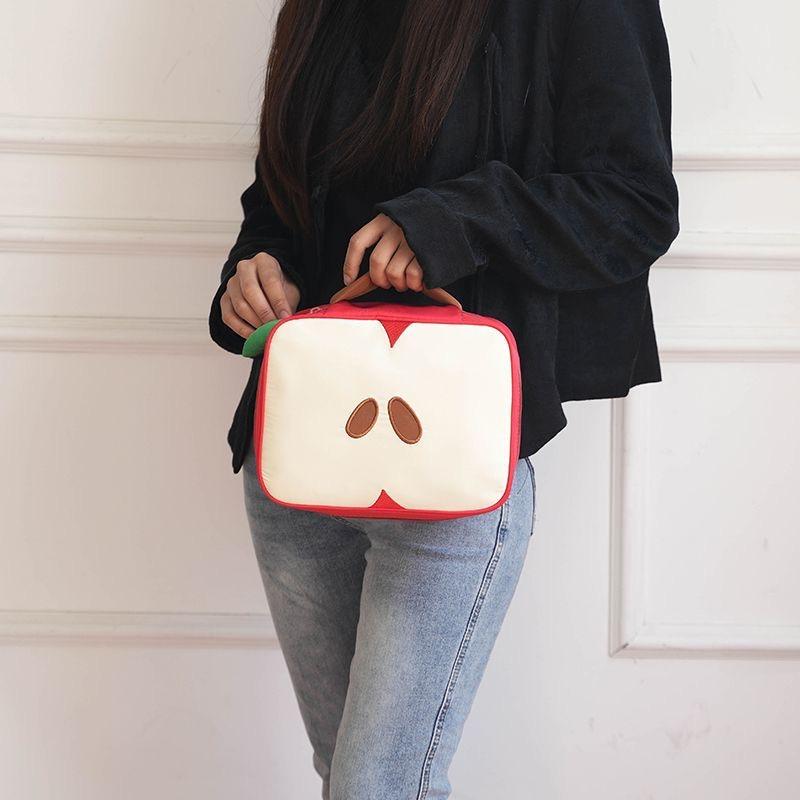 Cartoon Apple Pattern Makeup Bag Women Travel Storage Pouch Cosmetics Toiletry Storage Pouch Female's Handbag Christmas Gift