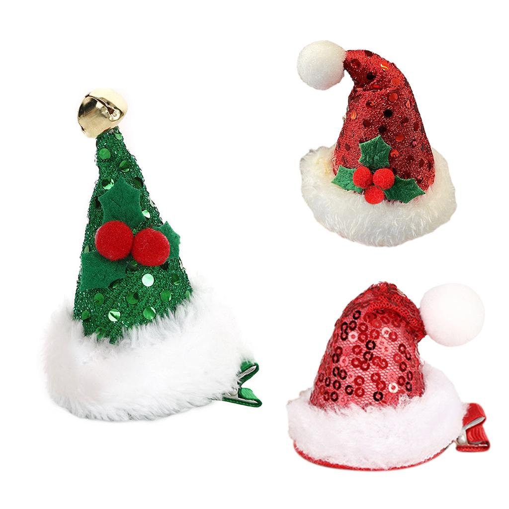 Mini Christmas Hat Shape Hairpins Hot Girls Punk Duckbill Hair Clip Festival Ponytail Bangs Hair Clip for Cosplay Santa