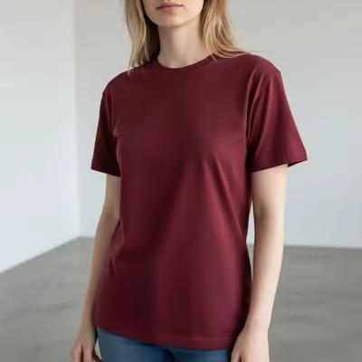 Womens Cotton T-Shirt, Short Sleeve Solid Tee, Casual Summer Top