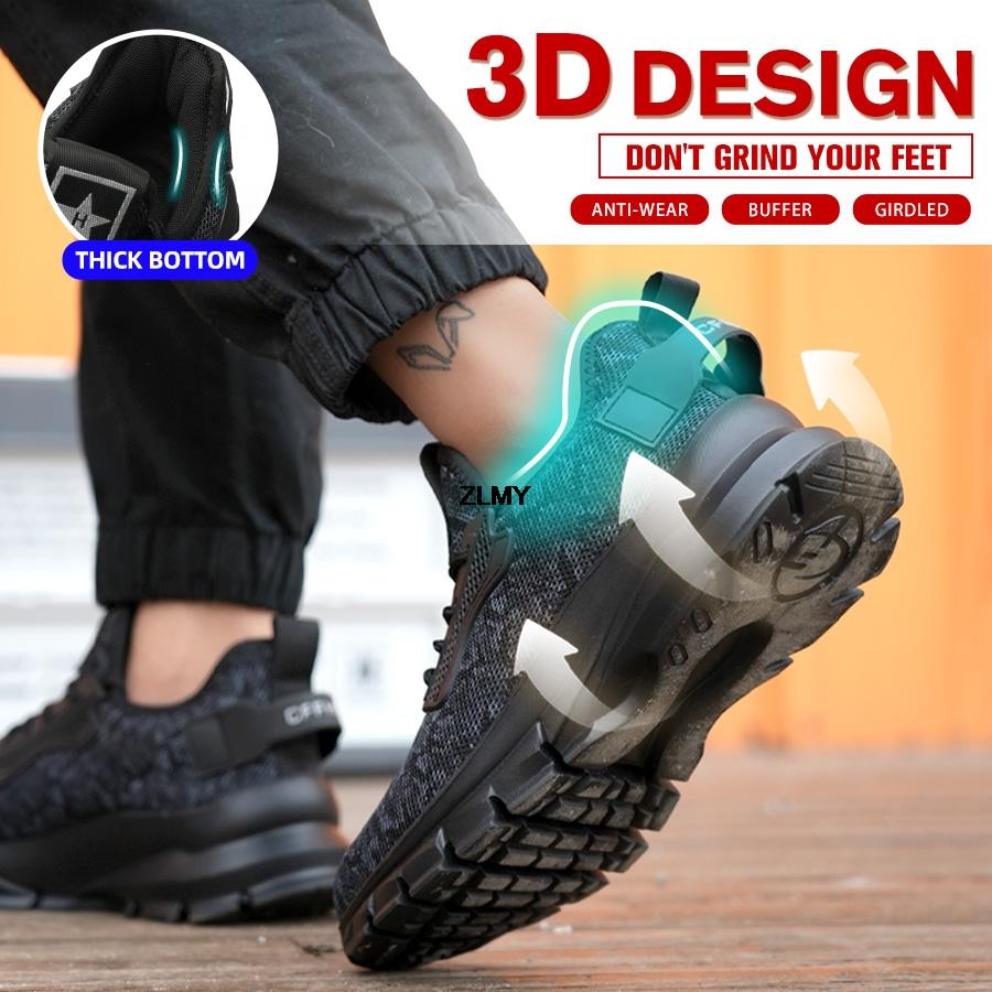 ZLMY New Safety Shoes Men Lightweight Steel Toe Sneakers Puncture Proof Comforty Work Safety Boots Man Construction Work Shoes