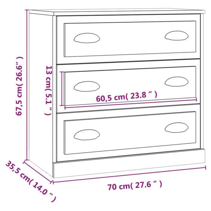 VidaXL White Buffet 70x35.5x67.5 Cm Engineered Wood 816224